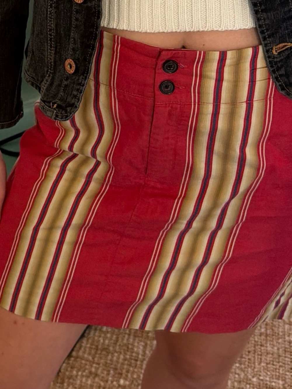Tommy Hilfiger Pink and Beige Striped Skirt